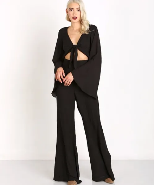 Show Me Your Mumu Rompers>Jaelynn Jumpsuit Black Crisp