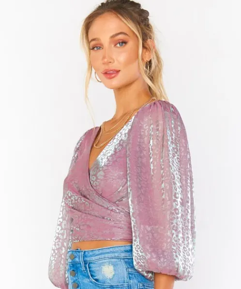 Show Me Your Mumu Tops>Joplin Top Cheetah Organza