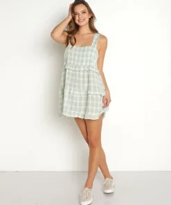 Show Me Your Mumu Dresses>Napa Mini Dress Green Plaid