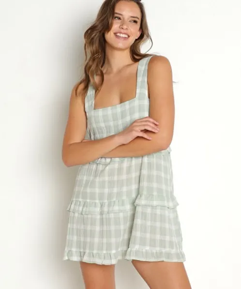 Show Me Your Mumu Dresses>Napa Mini Dress Green Plaid