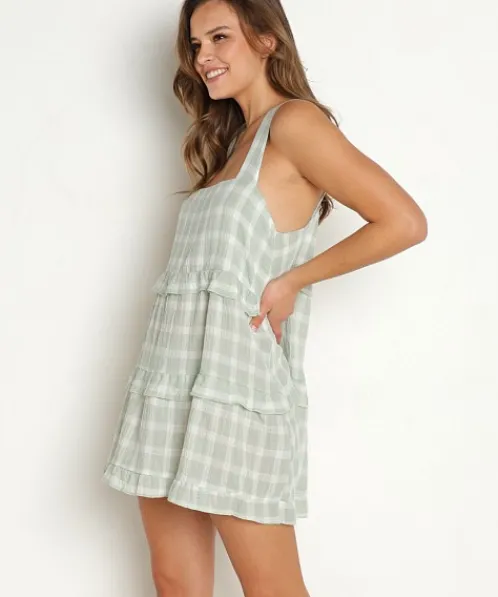 Show Me Your Mumu Dresses>Napa Mini Dress Green Plaid