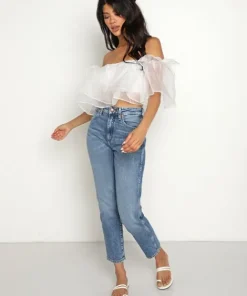 Show Me Your Mumu Tops>Rossella Ruffle Top White Organza