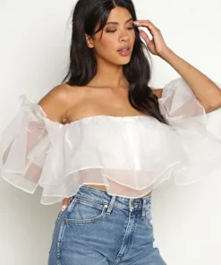 Show Me Your Mumu Tops>Rossella Ruffle Top White Organza