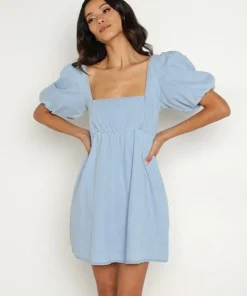 Show Me Your Mumu Dresses>Smitten Babydoll Dress Sky Blue