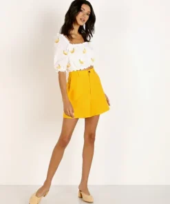 Show Me Your Mumu Shorts>Stewart Shorts Canary Yellow Linen
