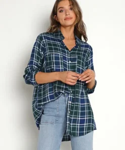 Show Me Your Mumu Tops>The Layer Shirt Green Plaid