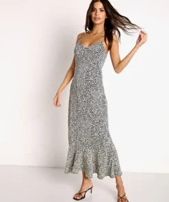 Show Me Your Mumu Dresses>Uptown Slip Dress Black Petite Cheetah
