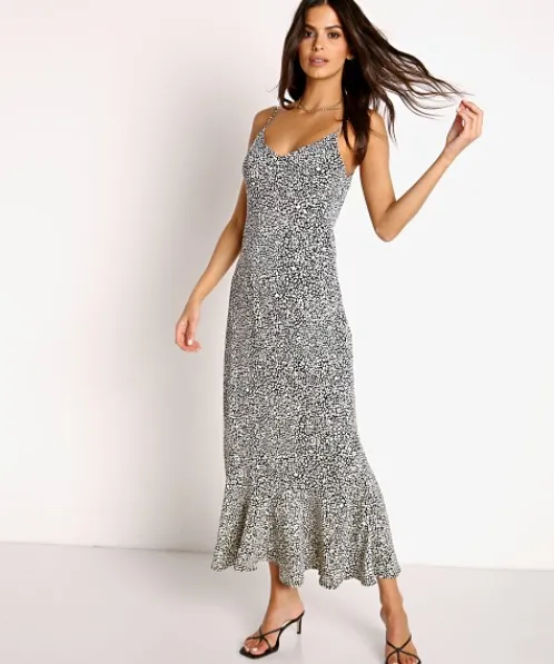 Show Me Your Mumu Dresses>Uptown Slip Dress Black Petite Cheetah