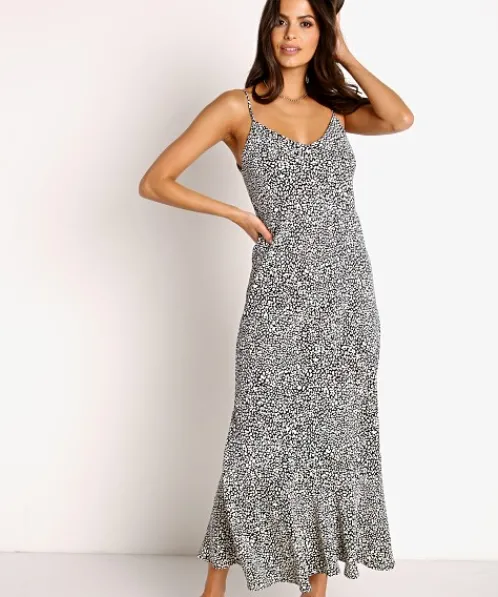 Show Me Your Mumu Dresses>Uptown Slip Dress Black Petite Cheetah