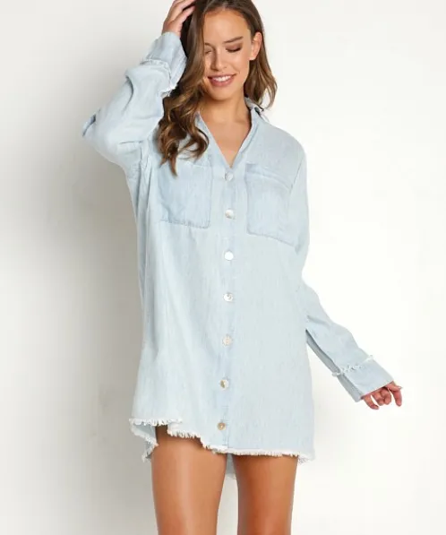 Show Me Your Mumu Dresses>Wilmington Shirt Dress Light Chambray