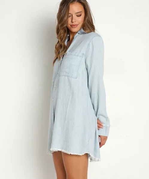 Show Me Your Mumu Dresses>Wilmington Shirt Dress Light Chambray