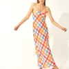 Solid & Striped Dresses>Solid & Striped Column Dress Beach Plaid
