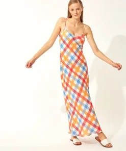 Solid & Striped Dresses>Solid & Striped Column Dress Beach Plaid