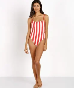 Solid & Striped One Pieces>Solid & Striped The Chelsea One Piece Cherry Stripe