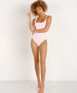 Solid & Striped One Pieces>Solid & Striped The Daisy Pink Basket Weave