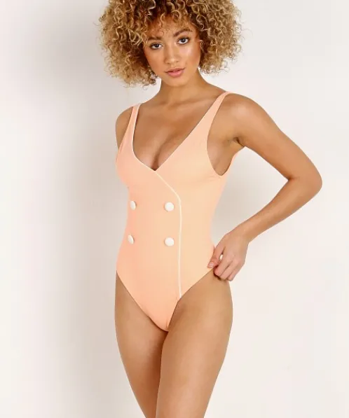 Solid & Striped One Pieces>Solid & Striped The Juliette One Piece Peach