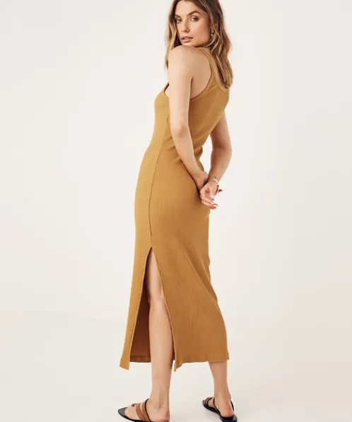 Spell Dresses>Cosmos Rib Midi Dress Turmeric