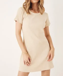 Spell Dresses>Cosmos Rib Tee Dress Oat