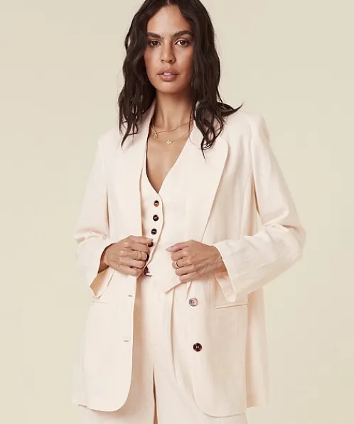 Spell Jackets>Every Single Day Linen Blazer Cream