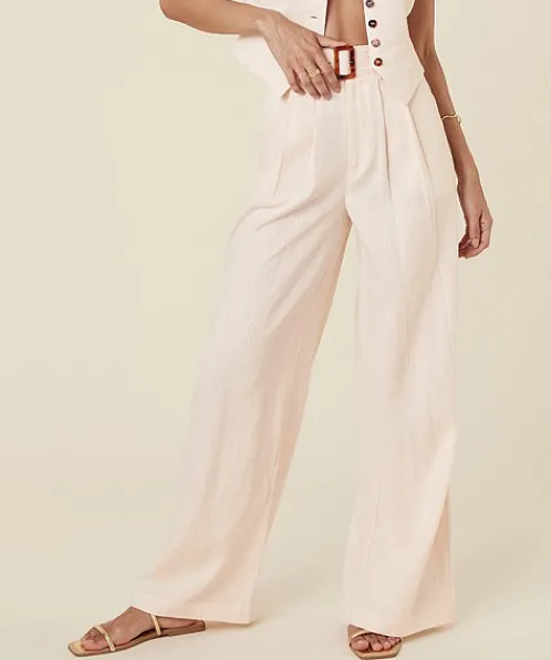 Spell Pants>Every Single Day Linen Wide Leg Pants Cream