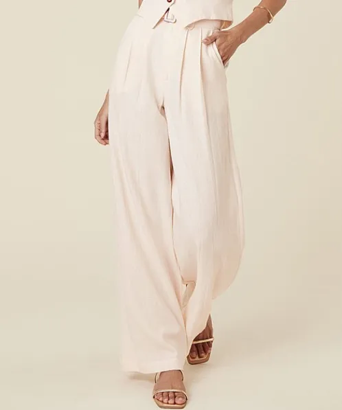 Spell Pants>Every Single Day Linen Wide Leg Pants Cream