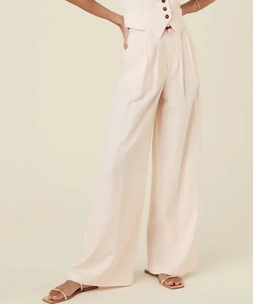 Spell Pants>Every Single Day Linen Wide Leg Pants Cream