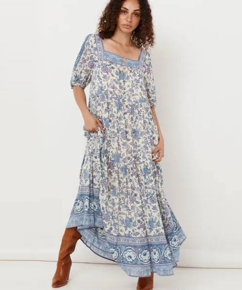 Spell Dresses>Folk Song Square Neck Gown Sky