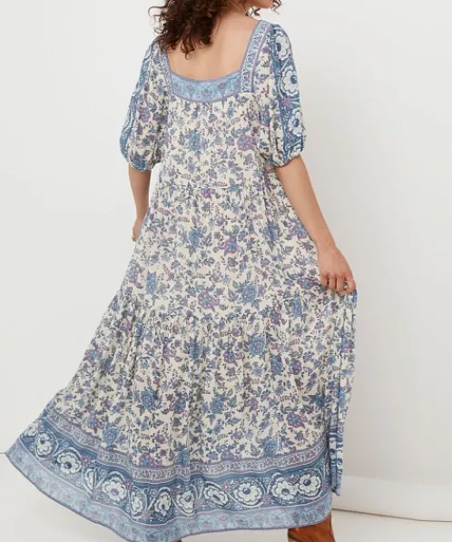 Spell Dresses>Folk Song Square Neck Gown Sky