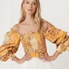 Spell Tops>Freda Shirred Blouse Amber