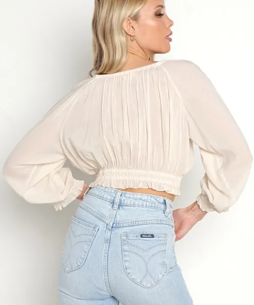 Spell Tops>Harmony Cropped Blouse Porcelain