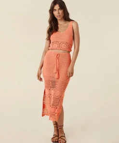 Spell Tops>Let The Sunshine In Crochet Cami Peach
