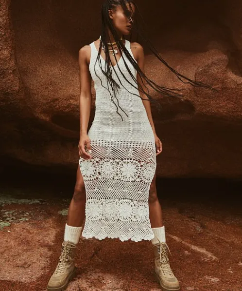 Spell Dresses>Let The Sunshine In Crochet Dress Cream