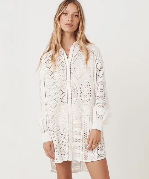 Spell Tops>Lottie Oversized Shirt White