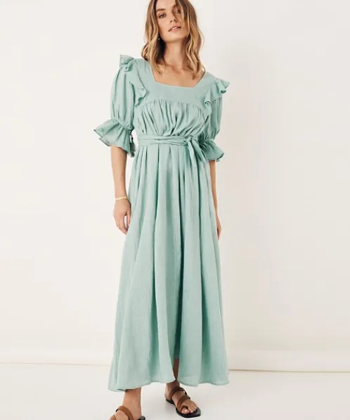 Spell Dresses>Mae Linen Gown Seafoam