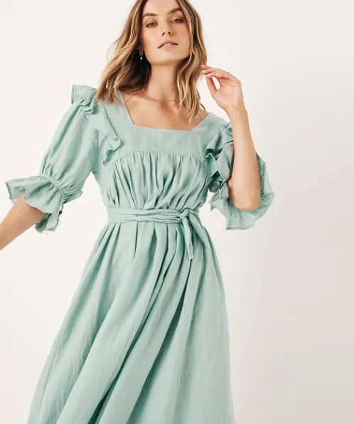 Spell Dresses>Mae Linen Gown Seafoam