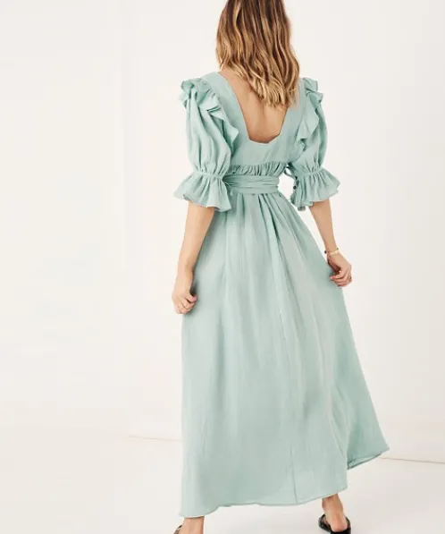 Spell Dresses>Mae Linen Gown Seafoam