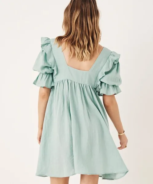 Spell Dresses>Mae Linen Mini Dress Seafoam