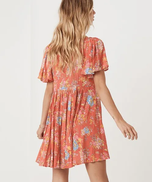 Spell Dresses>Meadowland Flutter Sleeve Mini Dress Poppy