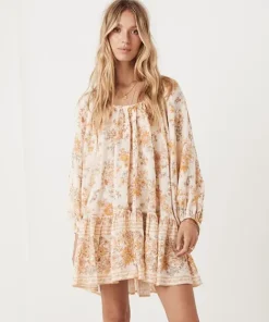 Spell Dresses>Meadowland Linen Tunic Dress Cream