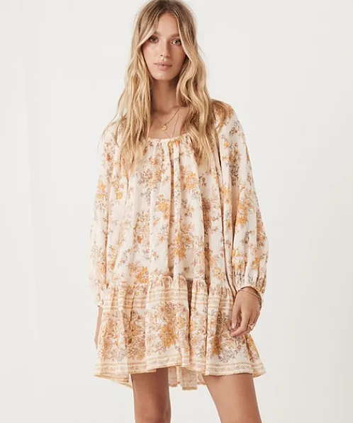 Spell Dresses>Meadowland Linen Tunic Dress Cream