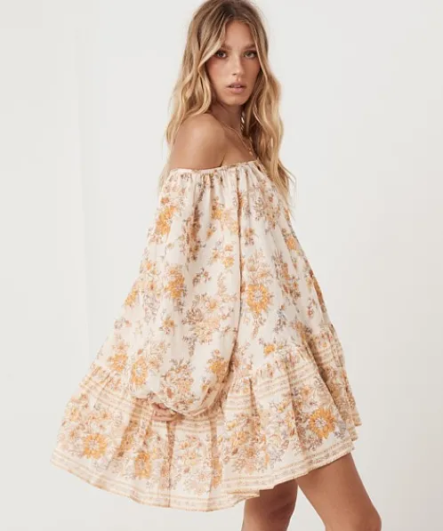 Spell Dresses>Meadowland Linen Tunic Dress Cream