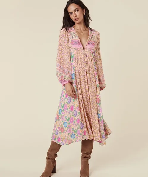 Spell Dresses>Mossy Patchwork Boho Dress Spring Garden