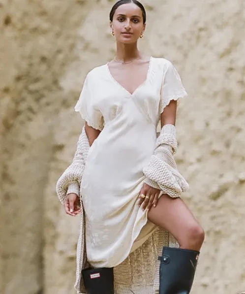 Spell Dresses>Petal Jacquard Nightgown Ecru