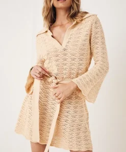 Spell Dresses>Road to Paradise Knit Mini Dress Wheat