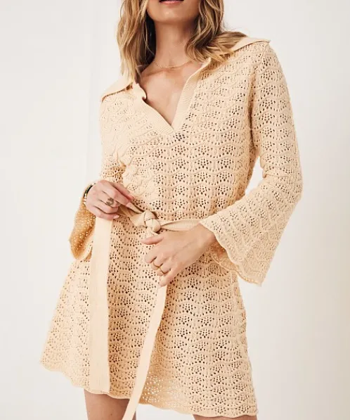 Spell Dresses>Road to Paradise Knit Mini Dress Wheat