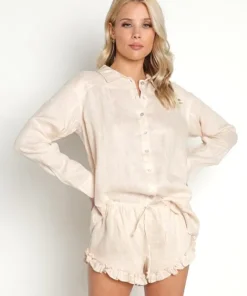 Spell Tops>Sunday Linen Blouse Almond