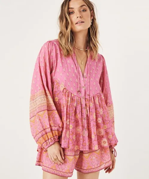 Spell Tops>Utopia Blouse Flamingo Pink