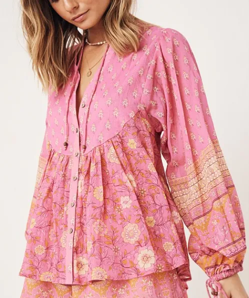 Spell Tops>Utopia Blouse Flamingo Pink