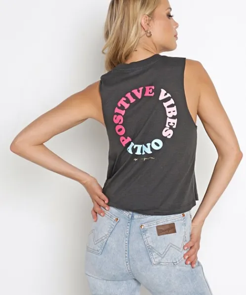 Spiritual Gangster Tops>Good Vibe Tank Vintage Black