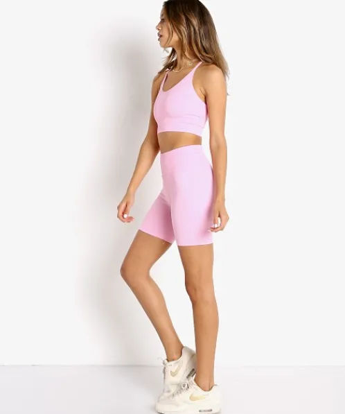 Spiritual Gangster Bottoms>High Waist Biker Short Paradise Pink
